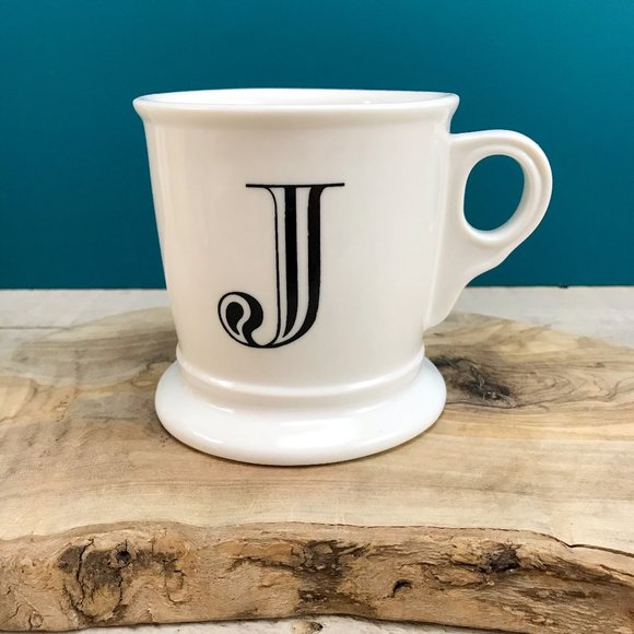 Anthropologie Other - ANTHROPOLOGIE Art Deco Monogram Coffee Mug Letter J Minimal Classic Holiday